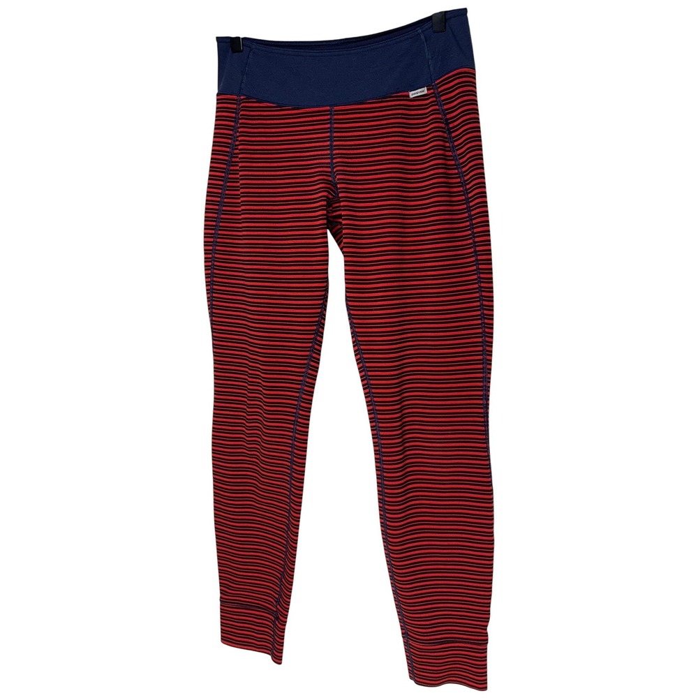 Patagonia Striped Base‎ Layer Leggings Red Blue  28" Waist 28" Inseam